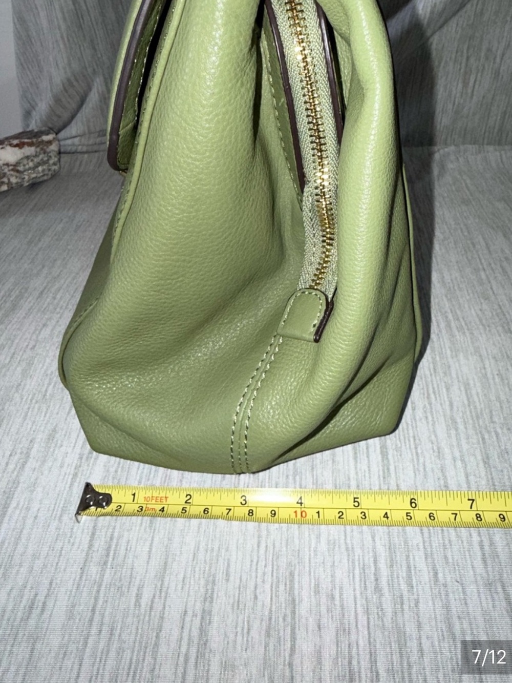 Aimee Kestenberg Olive Green Quilted Leather Satchel with Gold Hardware - Picture 6 of 11